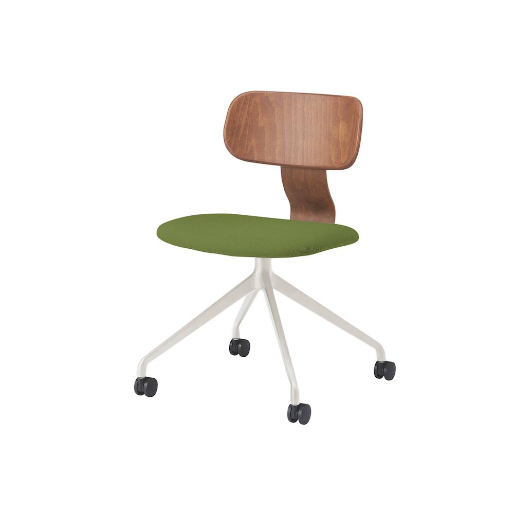 ユルクチェア　アームなしタイプ キャスター回転脚　KLD-830C1H9MQ3　脚：H9/エクリュベージュ 背：M/ラスティックビーチ 張地C：Q3/リーフグリーン