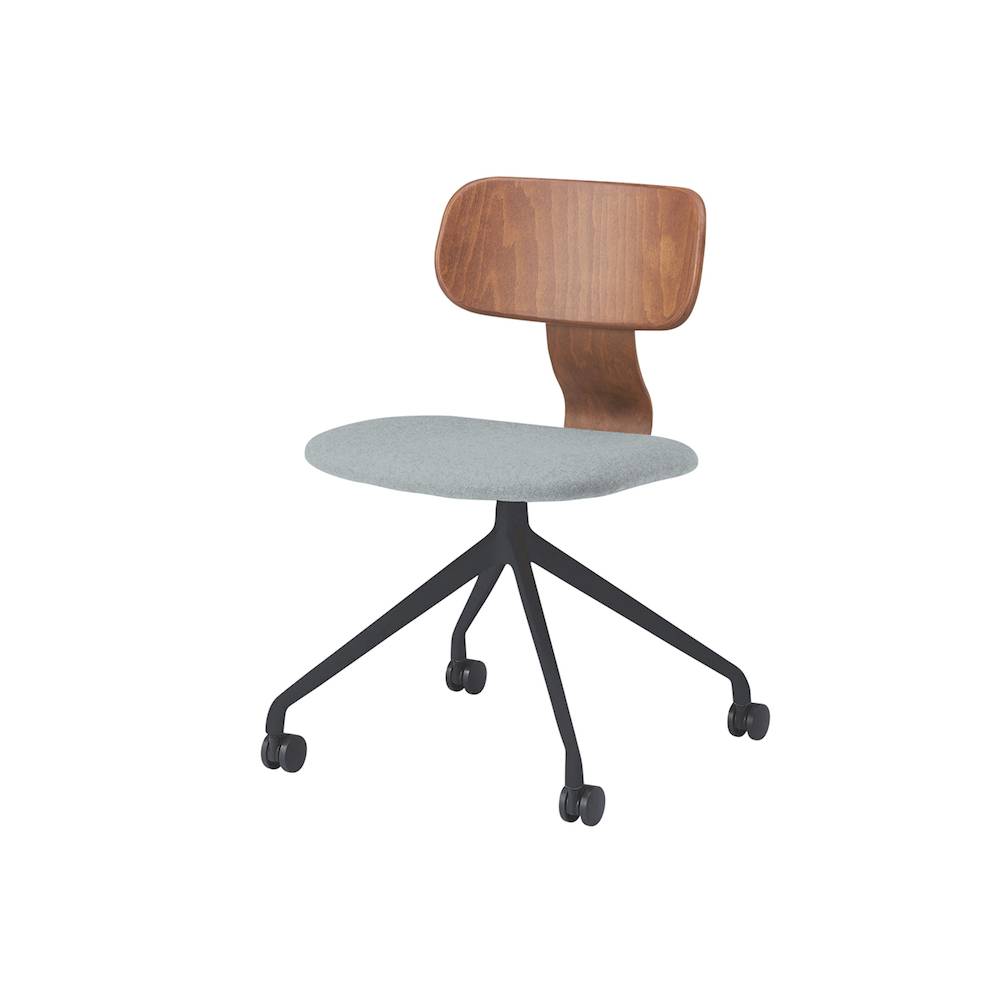 ユルクチェア　アームなしタイプ キャスター回転脚　KLD-830CC1T1MC7　脚：T1/ブラックＴ 背：M/ラスティックビーチ 張地CC：C7/ホワイトグレーＣ