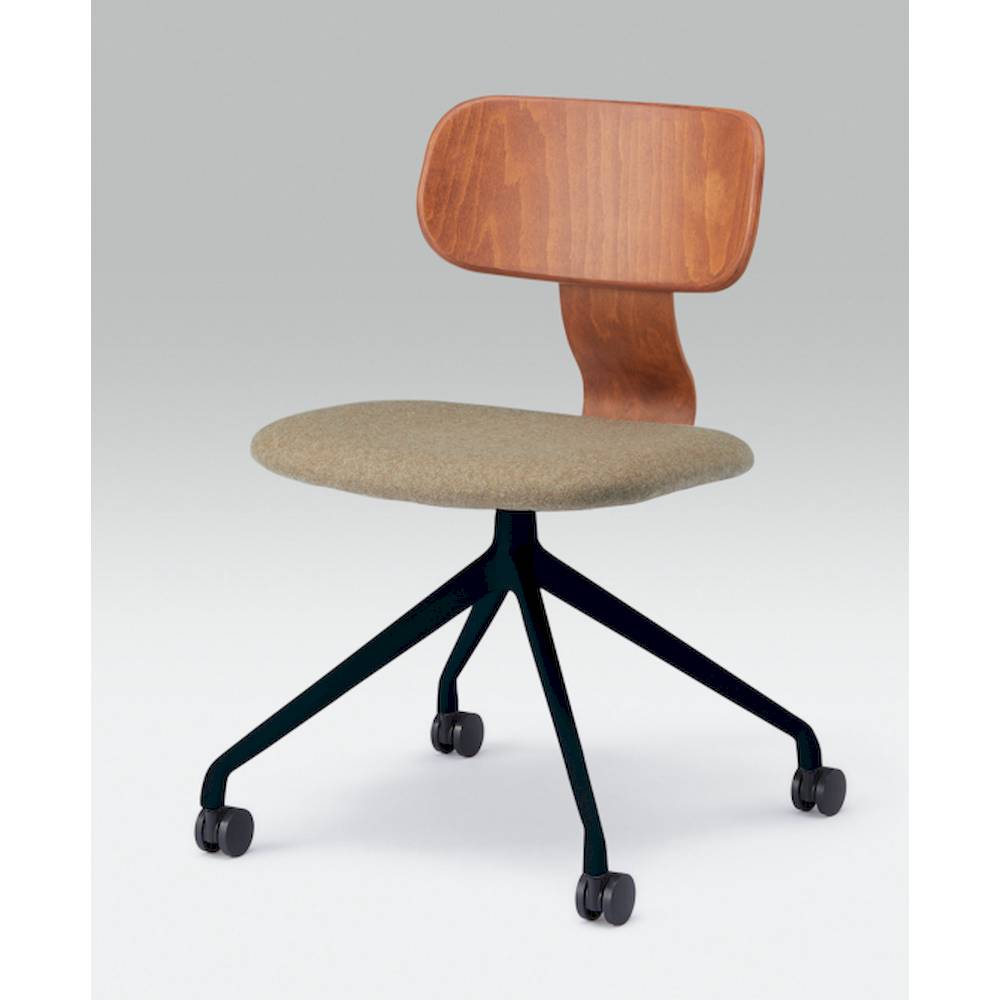 ユルクチェア　アームなしタイプ キャスター回転脚　KLD-830CC1T1MK3　脚：T1/ブラックＴ 背：M/ラスティックビーチ 張地CC：K3/シュガーブラウン