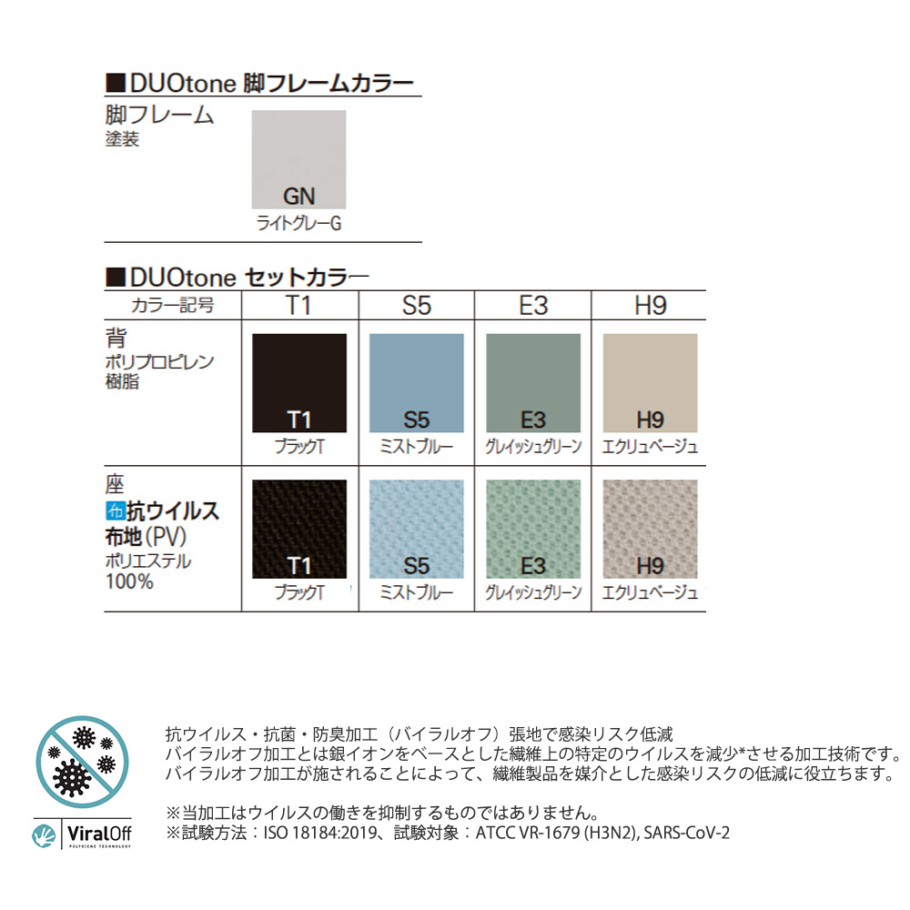 オリカチェア ネスティングタイプ 　KLD-710PV-GNE3 ［ DUOtone 脚：GN×背座：E3］
