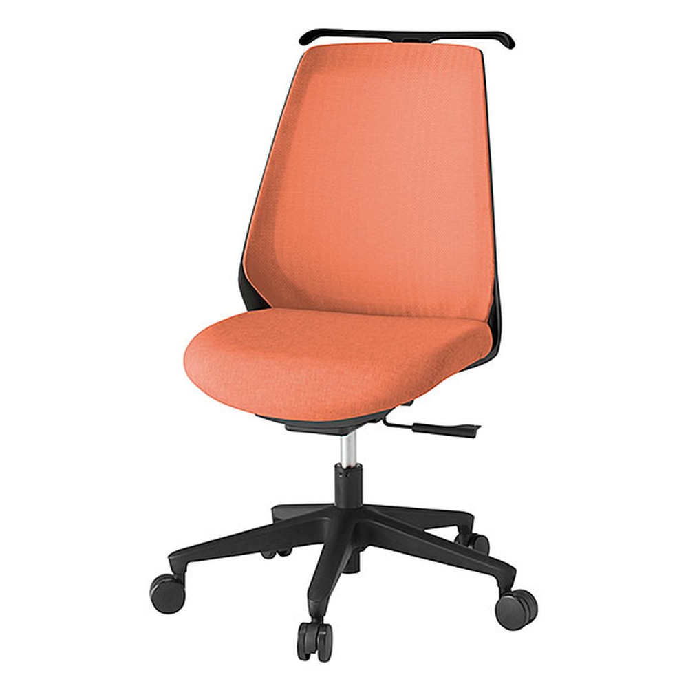 ノナチェア 肘なし ハンガー ナイロン双輪キャスター [ ベース:ブラック / 張地:パーシモンオレンジ ] KZ-330JEH1T1D4