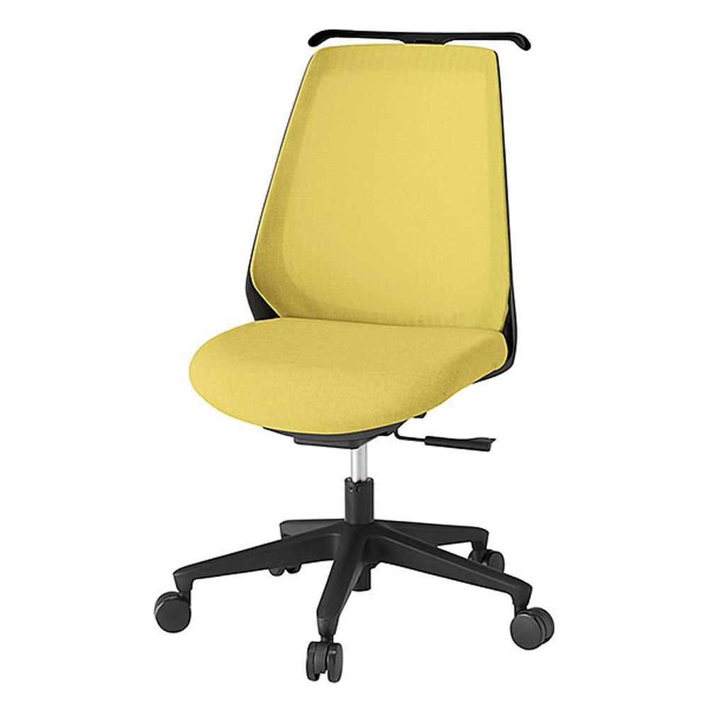 ノナチェア 肘なし ハンガー ナイロン双輪キャスター [ ベース:ブラック / 張地:カナリアイエロー ] KZ-330JEH1T1U6