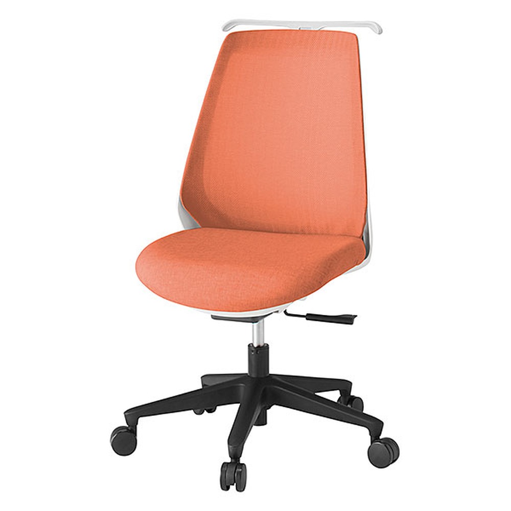 ノナチェア 肘なし ハンガー ナイロン双輪キャスター [ ベース:ホワイト / 張地:パーシモンオレンジ ] KZ-330JEH1W9D4