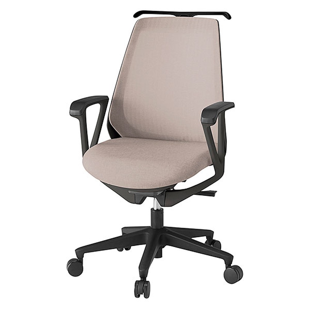 ノナチェア 固定肘 ハンガー付 ナイロン双輪キャスター [ ベース:ブラック / 張地:グレイッシュブラウン ] KZ-336JEH1T1F6