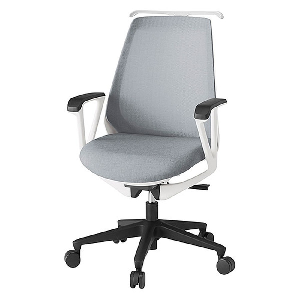 ノナチェア 固定肘 ハンガー付 ナイロン双輪キャスター [ ベース:ホワイト / 張地:ホワイトグレーT ] KZ-336JEH1W9T7