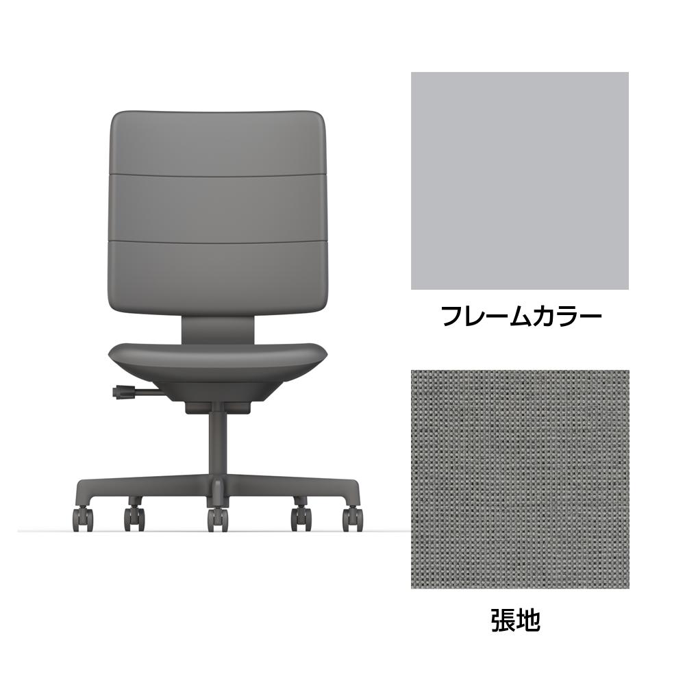 SHIGA シガ  背トリプル 肘なし 昇降脚 布地張り ナイロン双輪キャスター  [座背：グレーC / フレームカラー：ペールオリーブ]