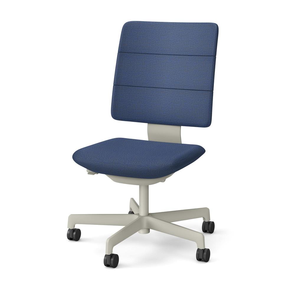 SHIGA シガ  背トリプル 肘なし 昇降脚 布地張り ナイロン双輪キャスター  [座背：ディープブルー / フレームカラー：ペールオリーブ]