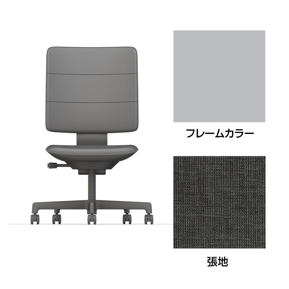 SHIGA シガ  背トリプル 肘なし 昇降脚 布地張り 抵抗付ウレタン双輪キャスター  [座背：オフブラックW / フレームカラー：ペールオリーブ]