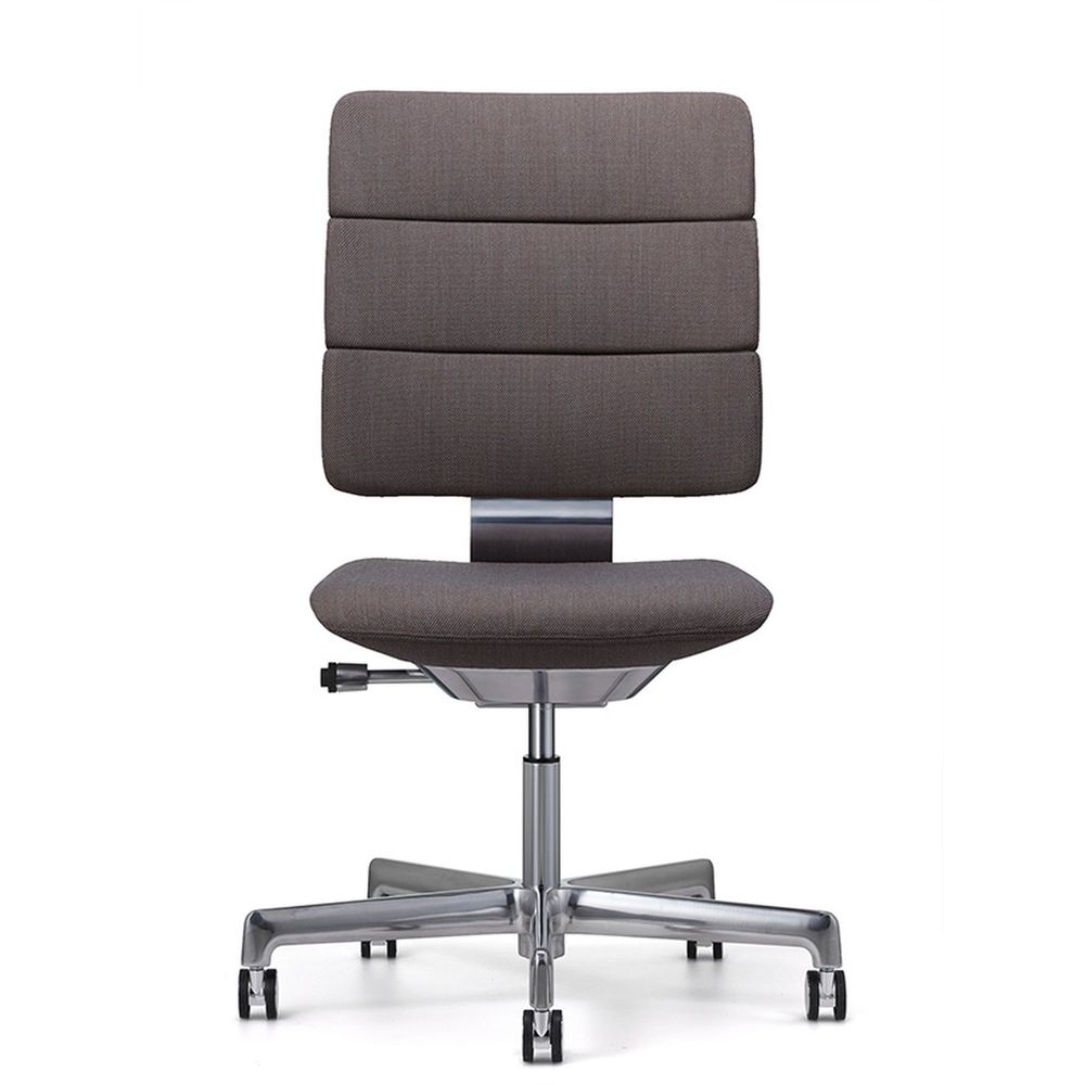 SHIGA シガ  背トリプル 肘ナシ 昇降脚 布地張り ナイロン双輪キャスター  [座背：376（Steelcut Trio 3）/ベースカラー：アルミミラー]