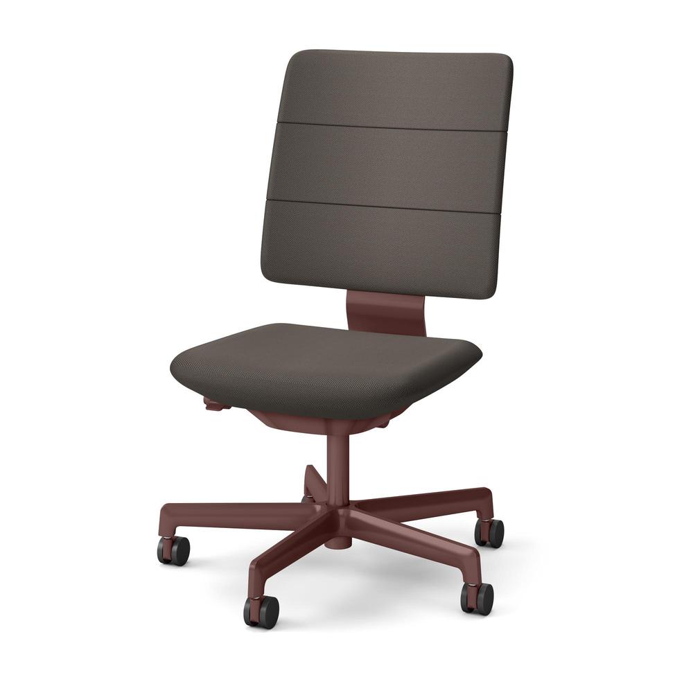 SHIGA シガ  背トリプル 肘なし 昇降脚 布地張り 抵抗付ウレタン双輪キャスター  [座背：376（Hallingdal65） / フレームカラー：グロスボルドー]