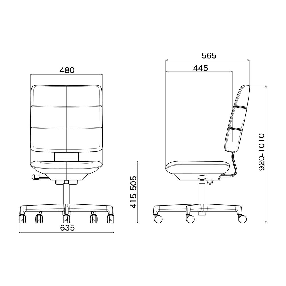 SHIGA シガ  背トリプル 肘なし 昇降脚 布地張り ナイロン双輪キャスター  [座背：ディープブルー/ベースカラー：アルミミラー]