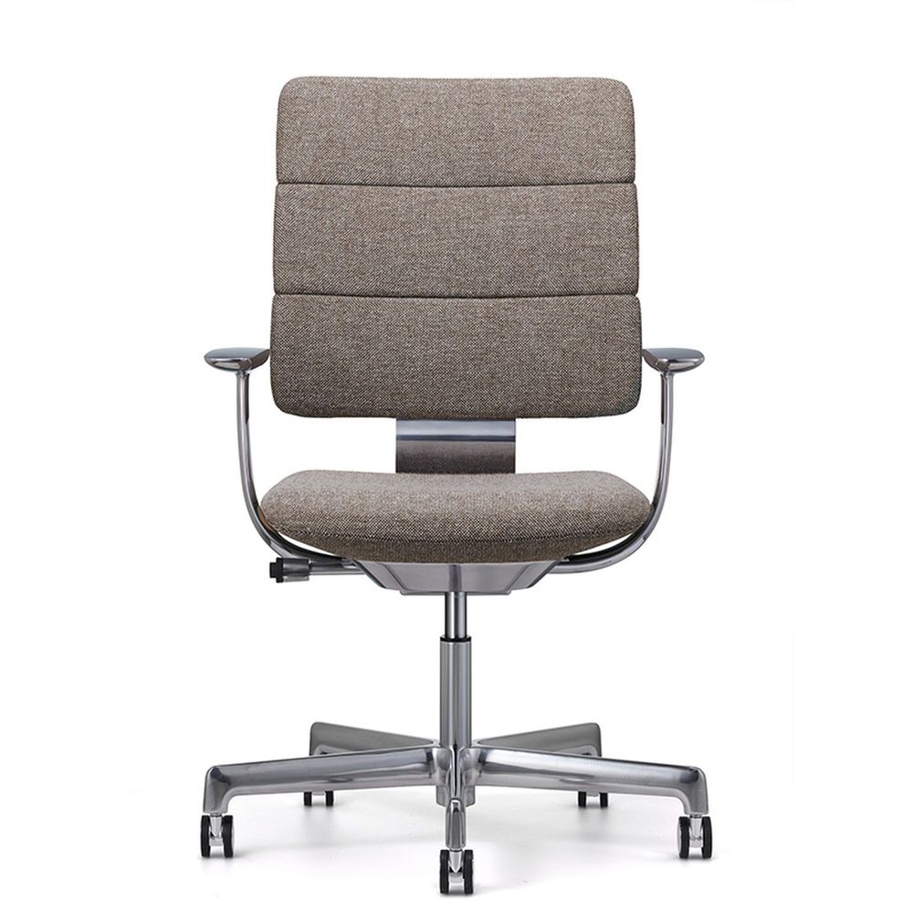 SHIGA シガ  背トリプル 固定肘 昇降脚 布地張り ナイロン双輪キャスター  [座背：270（Hallingdal65）/ベースカラー：アルミミラー]