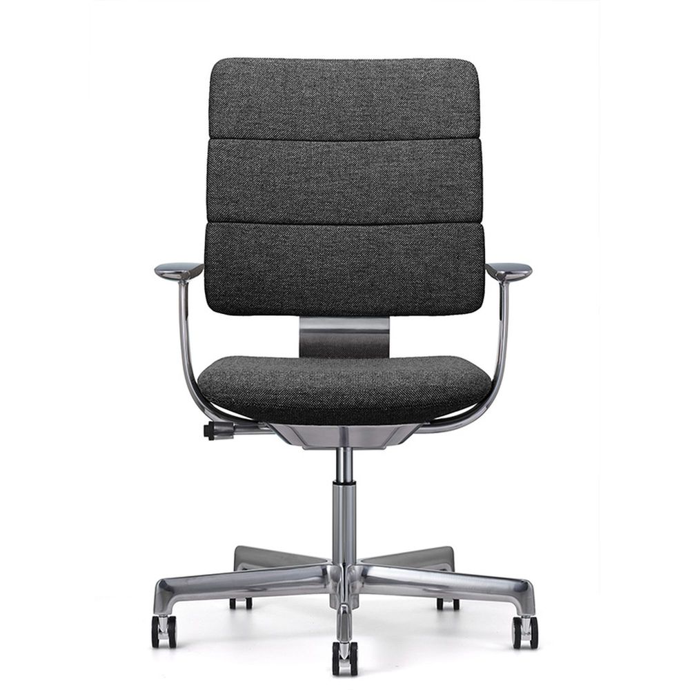 SHIGA シガ  背トリプル 固定肘 昇降脚 布地張り ナイロン双輪キャスター  [座背：173（Hallingdal65）/ベースカラー：アルミミラー]