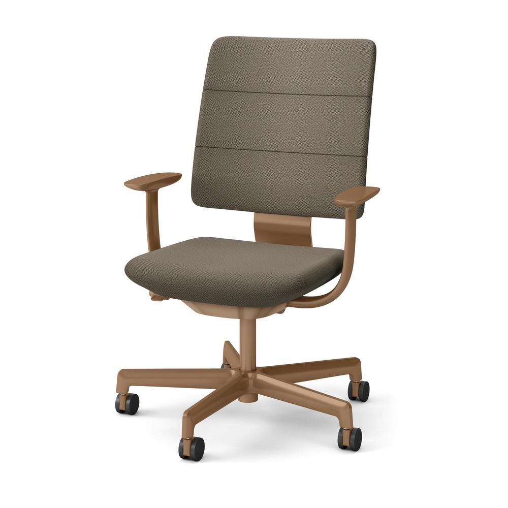 SHIGA シガ  背トリプル 固定肘 昇降脚 布地張り 抵抗付ウレタン双輪キャスター  [座背：270（Hallingdal65） / フレームカラー：グロスキャメルブラウン]