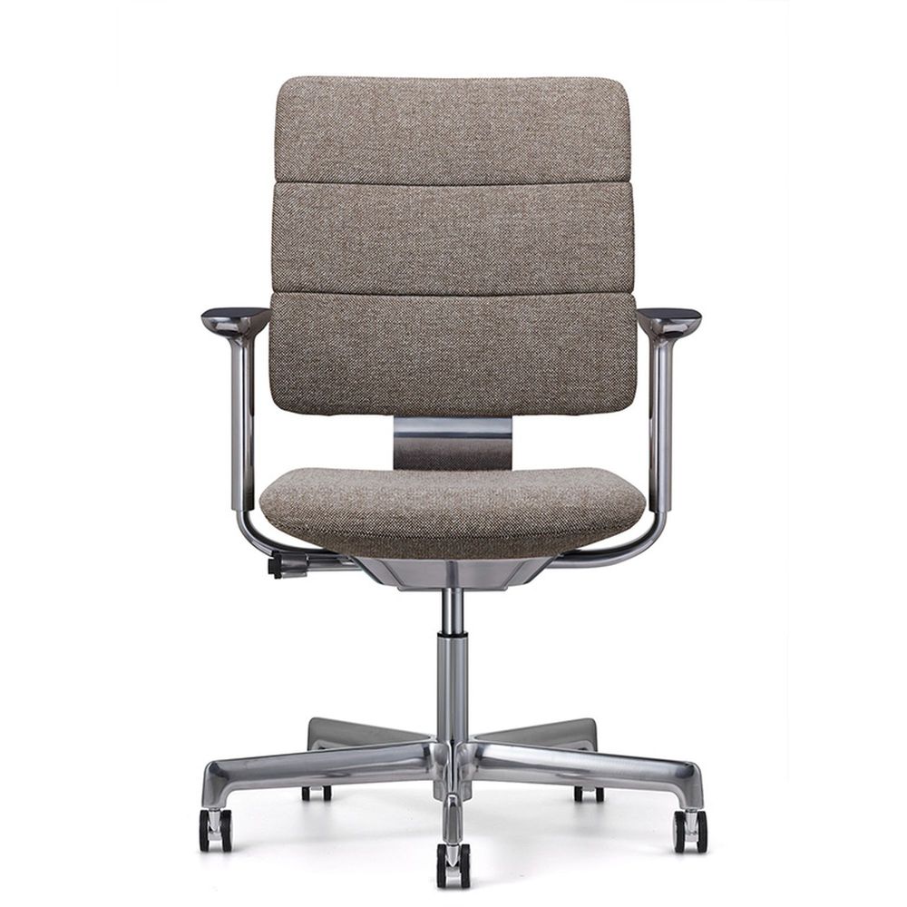 SHIGA シガ  背トリプル 可動肘 昇降脚 布地張り ナイロン双輪キャスター  [座背：270（Hallingdal65）/ベースカラー：アルミミラー]