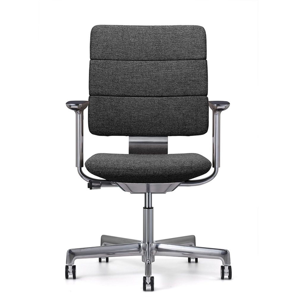 SHIGA シガ  背トリプル 可動肘 昇降脚 布地張り ナイロン双輪キャスター  [座背：173（Hallingdal65）/ベースカラー：アルミミラー]