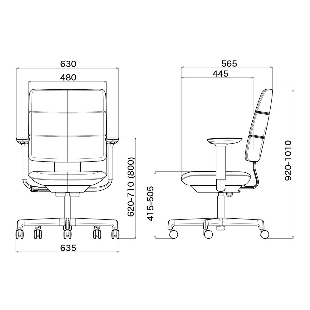 SHIGA シガ  背トリプル 可動肘 昇降脚 布地張り ナイロン双輪キャスター  [座背：ツートーンCQ/ベースカラー：チェスナットブラウン]