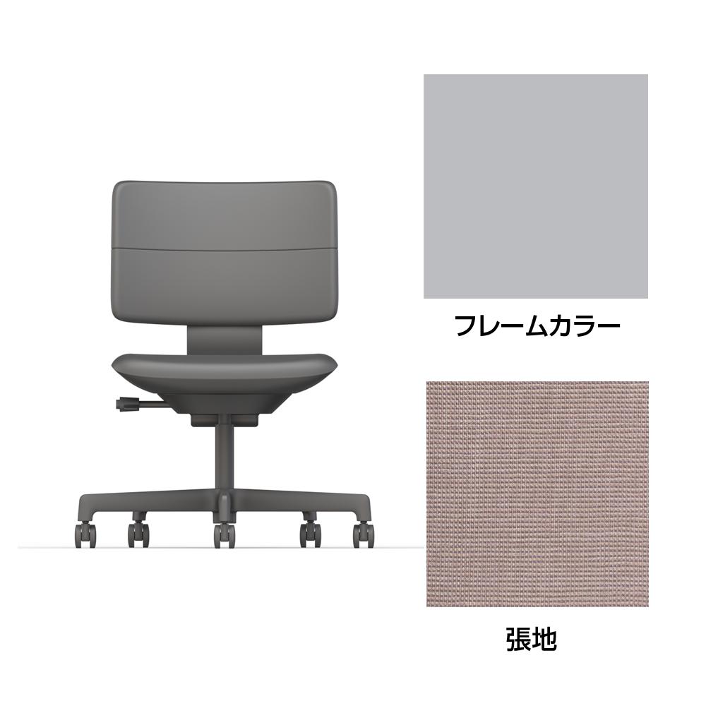 SHIGA シガ  背ダブル 肘なし 昇降脚 布地張り ナイロン双輪キャスター  [座背：アッシュピンク / フレームカラー：ペールオリーブ]