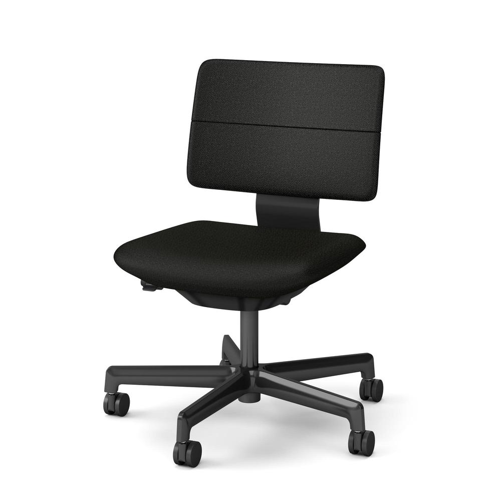 SHIGA シガ  背ダブル 肘なし 昇降脚 布地張り ナイロン双輪キャスター  [座背：173（Hallingdal65） / フレームカラー：グロスブラック]