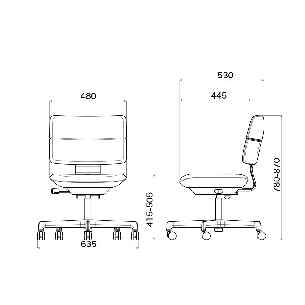 SHIGA シガ  背ダブル 肘なし 昇降脚 布地張り ナイロン双輪キャスター  [座背：アイビーグリーン/ベースカラー：アルミミラー]