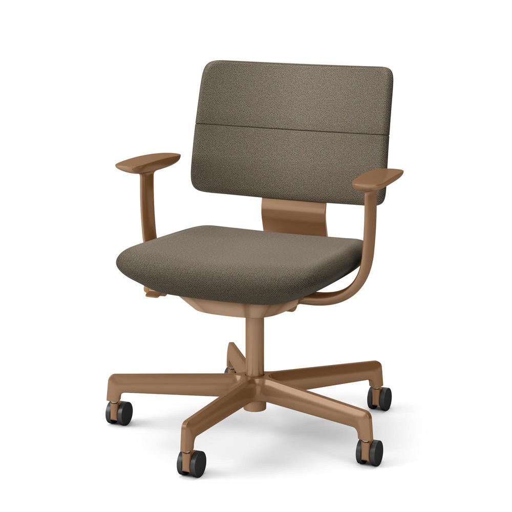 SHIGA シガ  背ダブル 固定肘 昇降脚 布地張り ナイロン双輪キャスター  [座背：270（Hallingdal65）/ベースカラー：グロスキャメルブラウン]