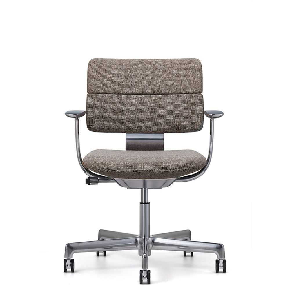 SHIGA シガ  背ダブル 固定肘 昇降脚 布地張り ナイロン双輪キャスター  [座背：270（Hallingdal65）/ベースカラー：アルミミラー]