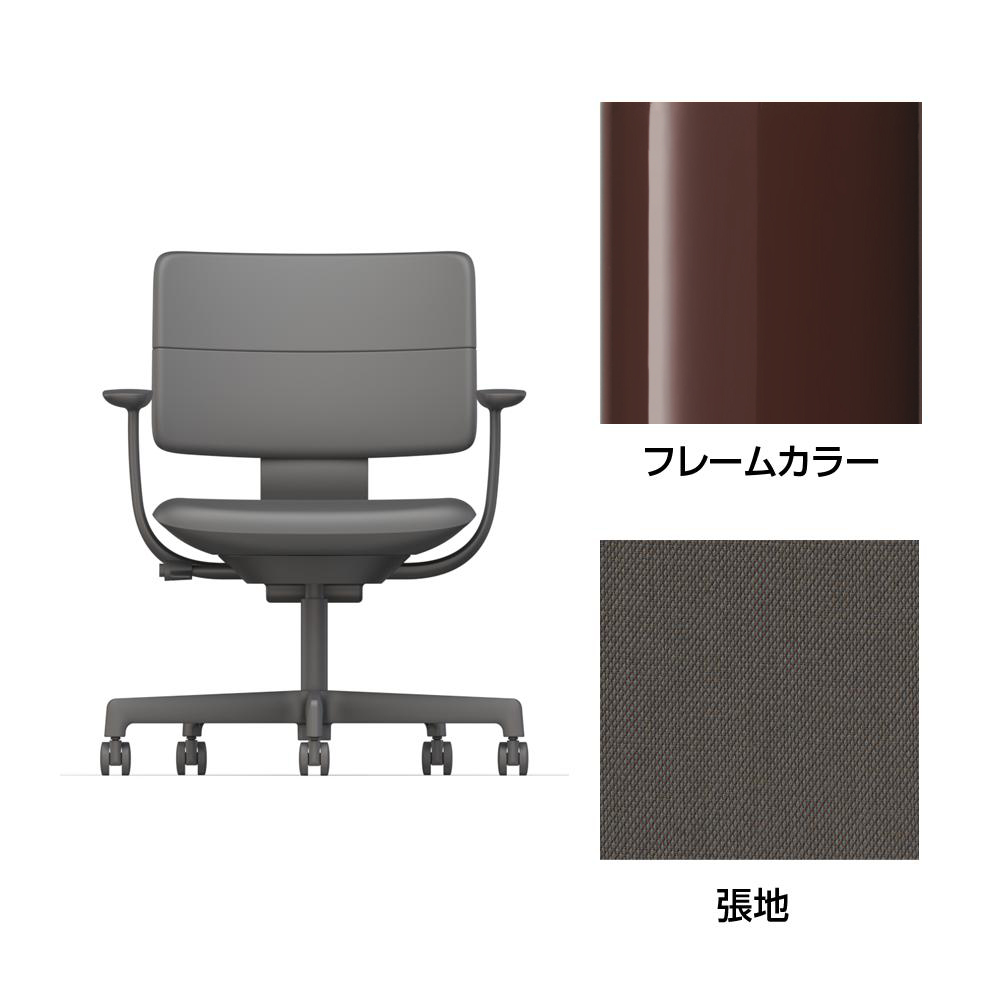 SHIGA シガ  背ダブル 固定肘 昇降脚 布地張り 抵抗付ウレタン双輪キャスター  [座背：376（Hallingdal65） / フレームカラー：グロスボルドー]