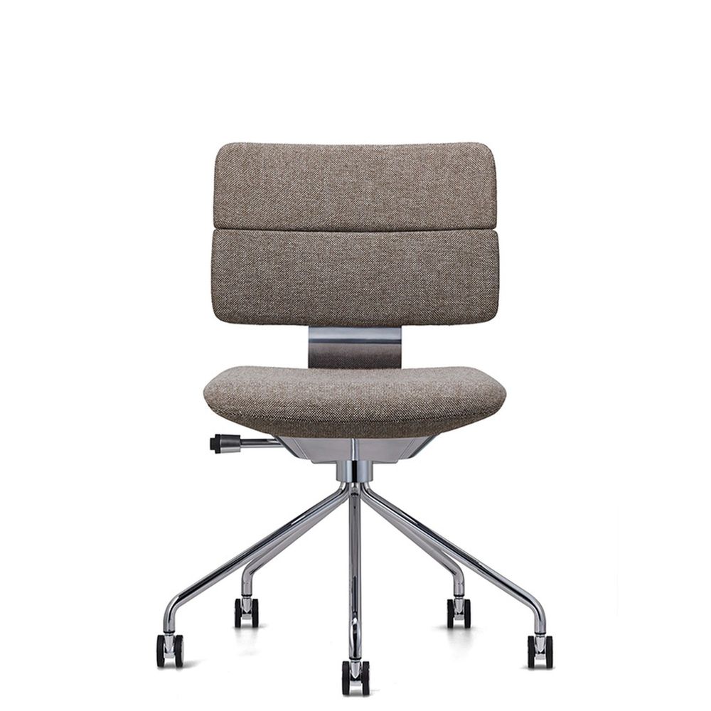 SHIGA シガ  背ダブル 肘ナシ パイプ脚 布地張り ナイロン双輪キャスター  [座背：270（Hallingdal65）/ベースカラー：アルミミラー]