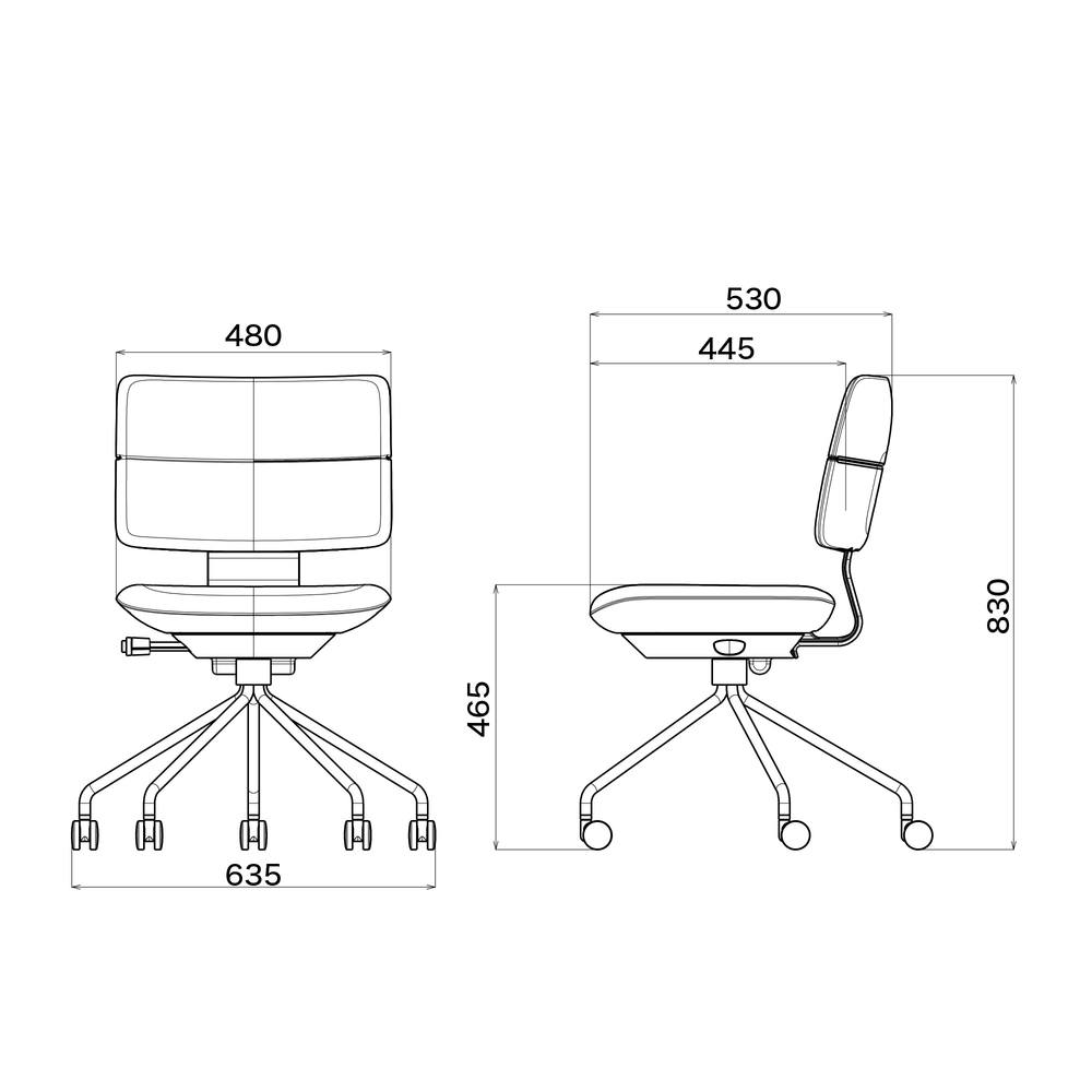 SHIGA シガ  背ダブル 肘なし パイプ脚 布地張り ナイロン双輪キャスター  [座背：ディープブルー/ベースカラー：チェスナットブラウン]