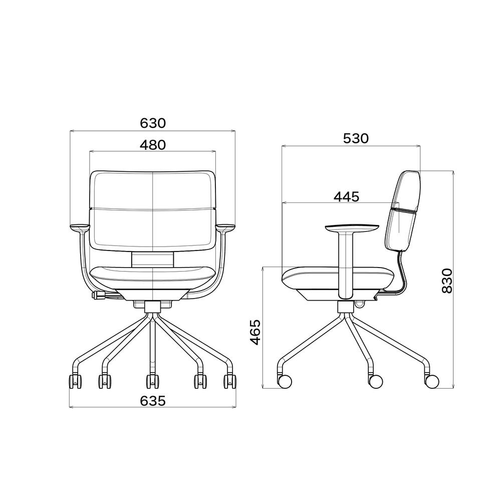 SHIGA シガ  背ダブル 固定肘 パイプ脚 布地張り ナイロン双輪キャスター  [座背：ツートーンCP/ベースカラー：チェスナットブラウン]