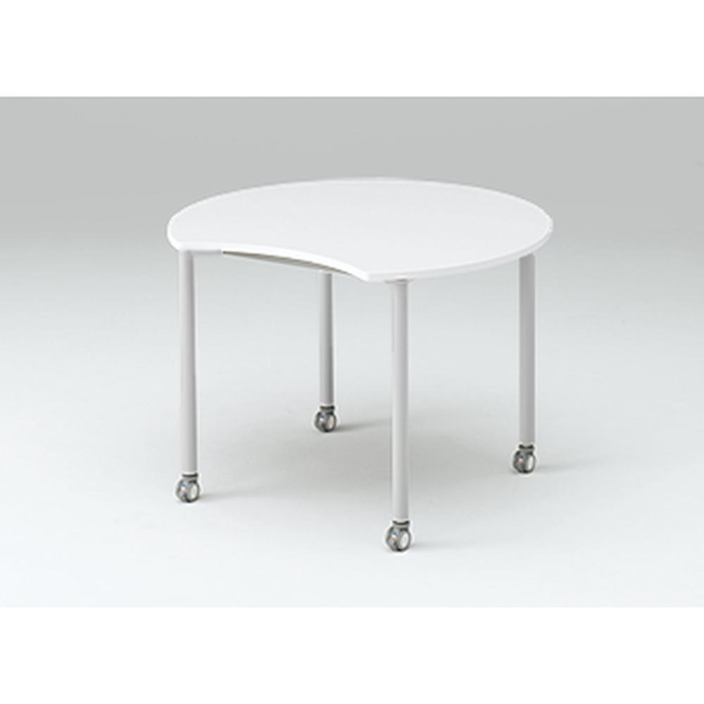 アクティブフィールド 組合せテーブル アップル型（キャスター脚）幅105×奥行95.6cm ［ホワイト×シルバー］