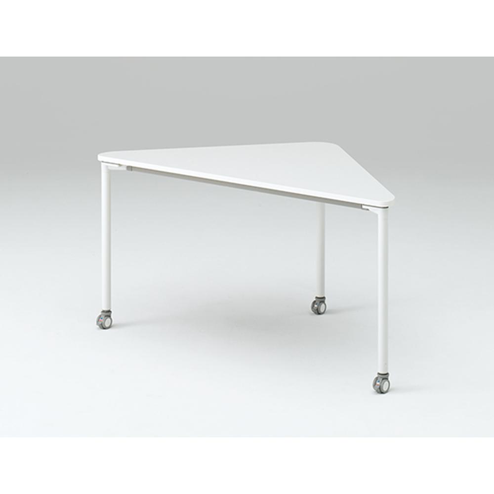 アクティブフィールド 組合せテーブル 三角型（キャスター脚）幅140×奥行73.5cm ［ホワイト×ホワイト］