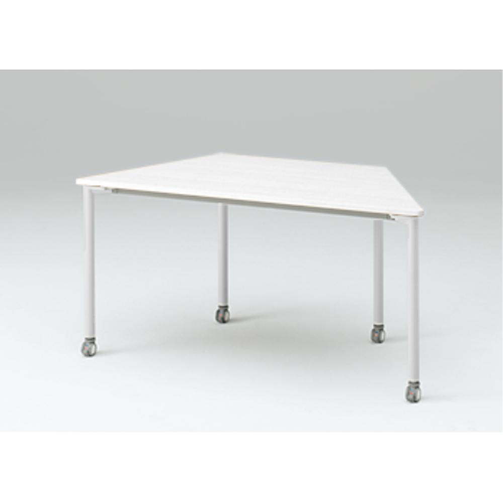 アクティブフィールド 組合せテーブル 台形型（キャスター脚）幅150×奥行65cm ［ホワイト×シルバー］