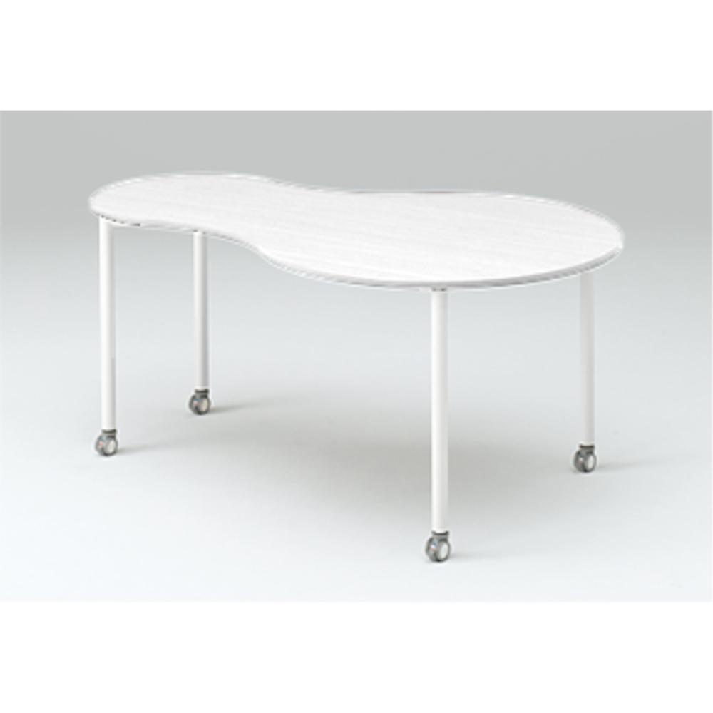 アクティブフィールド 組合せテーブル ペアー型（キャスター脚）幅165×奥行105cm ［ホワイト×ホワイト］