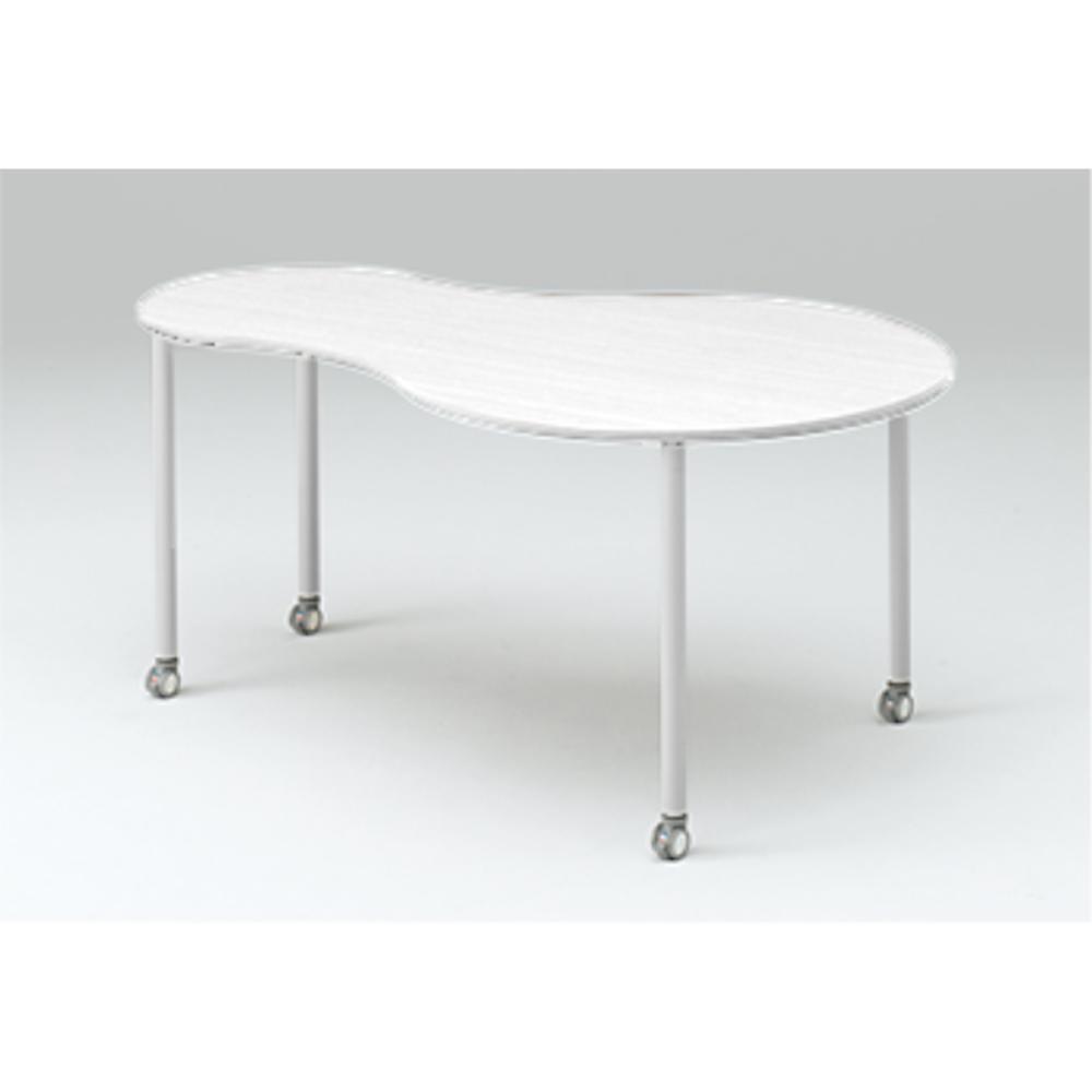 アクティブフィールド 組合せテーブル ペアー型（キャスター脚）幅165×奥行105cm ［ホワイト×シルバー］