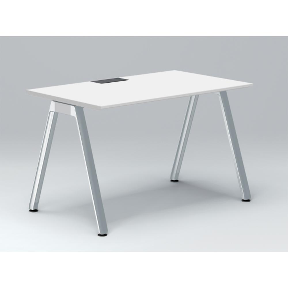 アフィーノ パーソナルデスク JVD-1207HWPN-PL 角型 アルミミラー脚 1200×700 ［天板：ホワイトW］