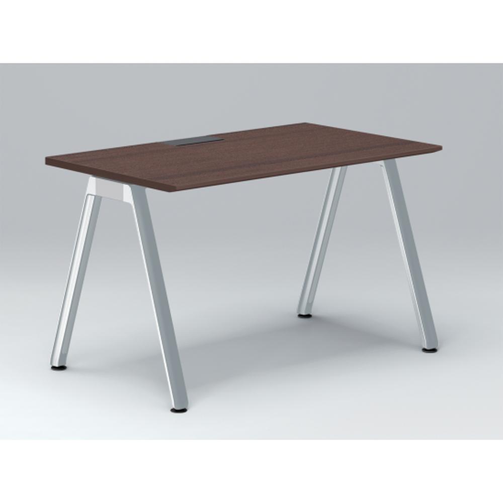 アフィーノ パーソナルデスク JVD-1207HWPN-PY 角型 アルミミラー脚 1200×700 ［天板：ブラックウォールナットD］