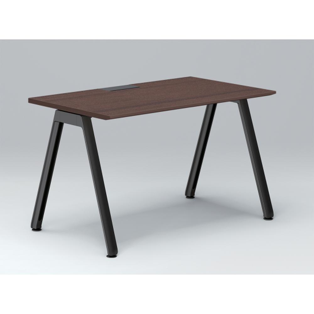 アフィーノ パーソナルデスク JVD-1207HWTN-TY 角型 アルミ塗装脚 1200×700 ［天板：ブラックウォールナットD］