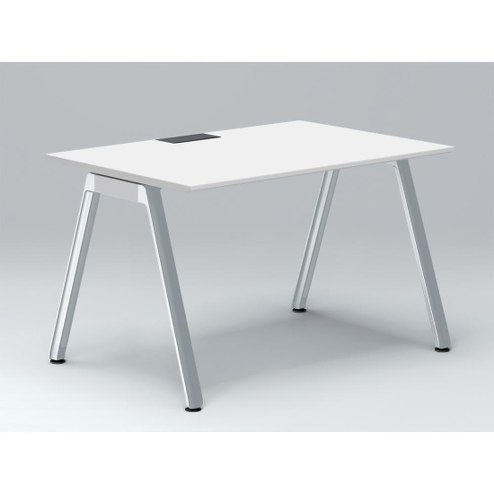 アフィーノ パーソナルデスク JVD-1208HWPN-PL 角型 アルミミラー脚 1200×800 ［天板：ホワイトW］