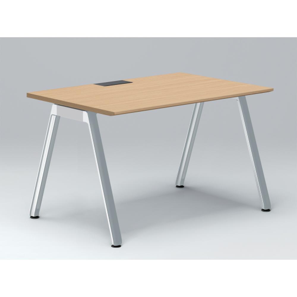 アフィーノ パーソナルデスク JVD-1208HWPN-PX 角型 アルミミラー脚 1200×800 ［天板：ホワイトオークM］