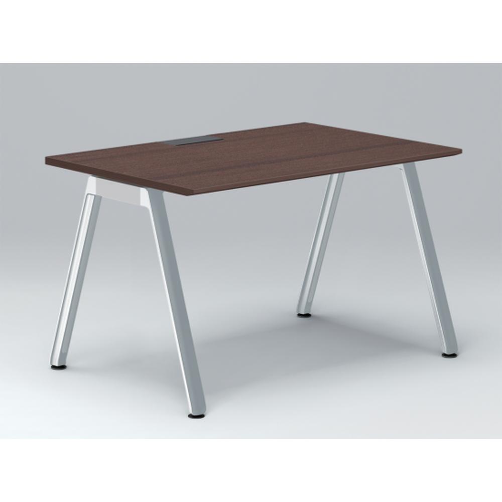 アフィーノ パーソナルデスク JVD-1208HWPN-PY 角型 アルミミラー脚 1200×800 ［天板：ブラックウォールナットD］