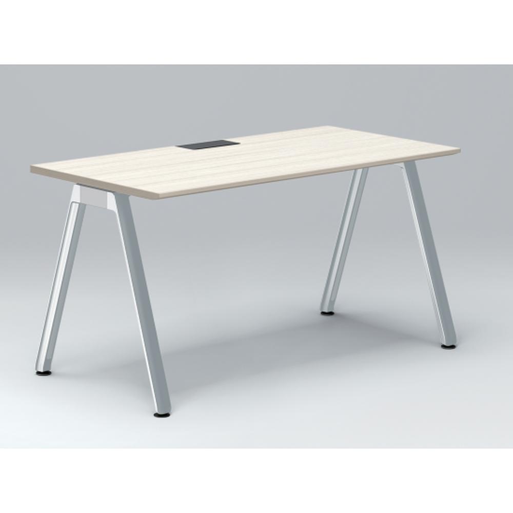 アフィーノ パーソナルデスク JVD-1407HWPN-PH 角型 アルミミラー脚 1400×700 ［天板：アッシュドパインL］