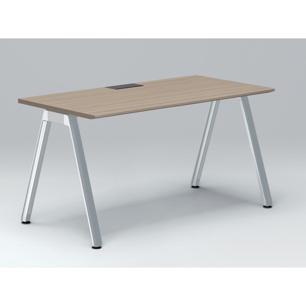 アフィーノ パーソナルデスク JVD-1407HWPN-PM 角型 アルミミラー脚 1400×700 ［天板：アッシュドオークM］