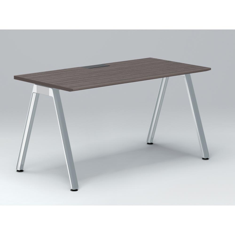 アフィーノ パーソナルデスク JVD-1407HWPN-PR 角型 アルミミラー脚 1400×700 ［天板：アッシュドオークD］