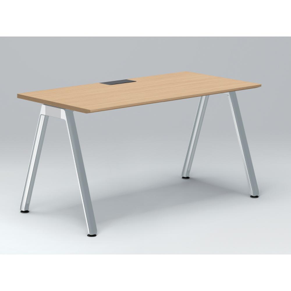 アフィーノ パーソナルデスク JVD-1407HWPN-PX 角型 アルミミラー脚 1400×700 ［天板：ホワイトオークM］