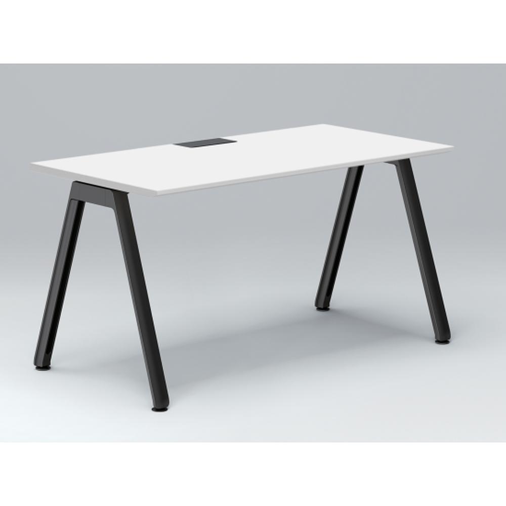 アフィーノ パーソナルデスク JVD-1407HWTN-TL 角型 アルミ塗装脚 1400×700 ［天板：ホワイトW］