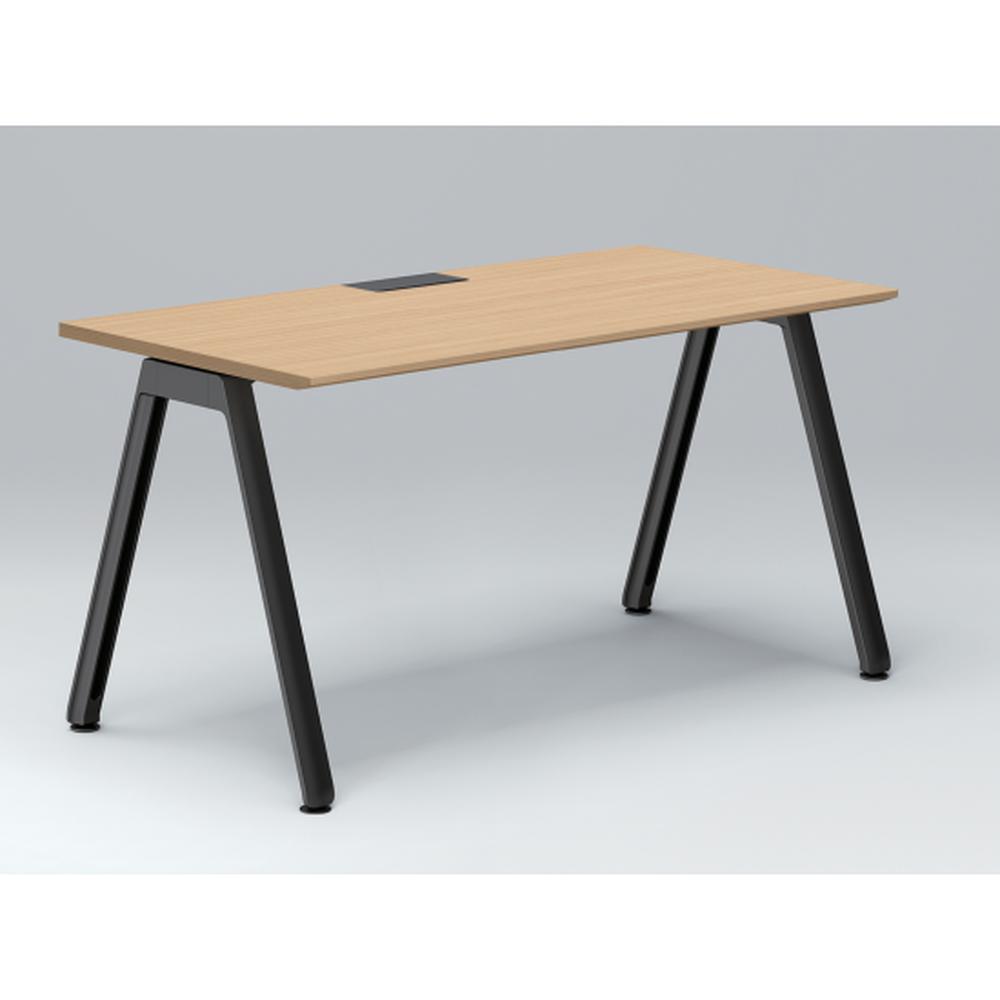 アフィーノ パーソナルデスク JVD-1407HWTN-TX 角型 アルミ塗装脚 1400×700 ［天板：ホワイトオークM］