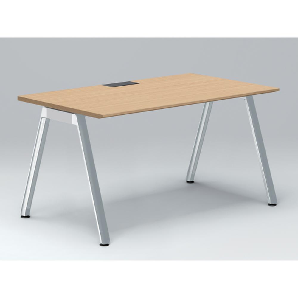 アフィーノ パーソナルデスク JVD-1408HWPN-PX 角型 アルミミラー脚 1400×800 ［天板：ホワイトオークM］