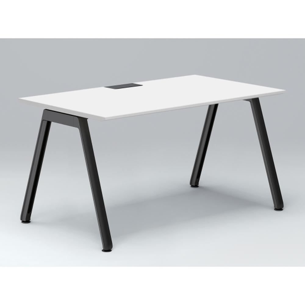 アフィーノ パーソナルデスク JVD-1408HWTN-TL 角型 アルミ塗装脚 1400×800 ［天板：ホワイトW］