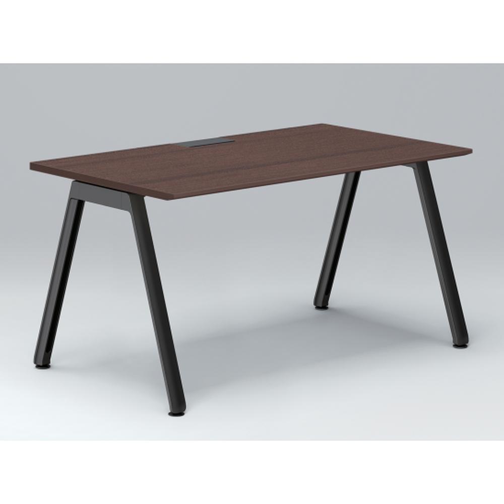 アフィーノ パーソナルデスク JVD-1408HWTN-TY 角型 アルミ塗装脚 1400×800 ［天板：ブラックウォールナットD］